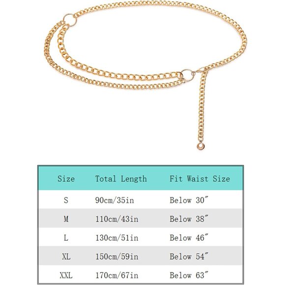 Gold Metal Link Waist Chain Belt for Women Dress Accessories Stylish Gift - Picture 6 of 7